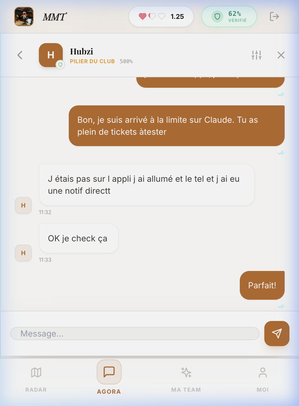 Vue de l'Agora MeetMeThere pour les échanges communautaires